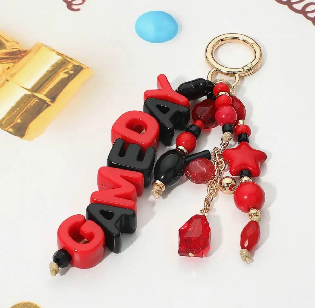 Game Day Beaded Keychain Bag Charm