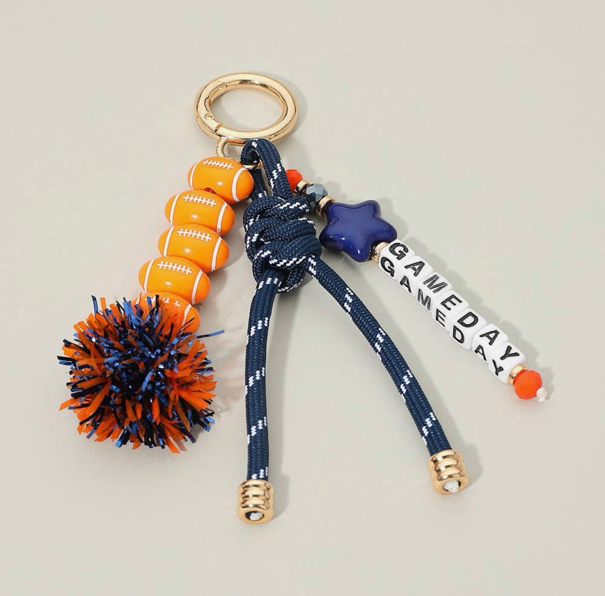 Game Day Pom Knot Keychain Bag Charm