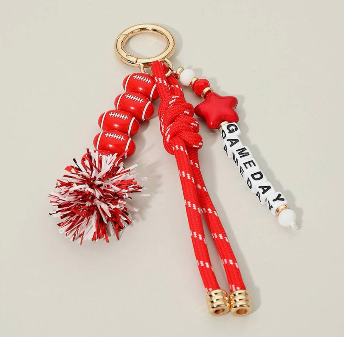 Game Day Pom Knot Keychain Bag Charm