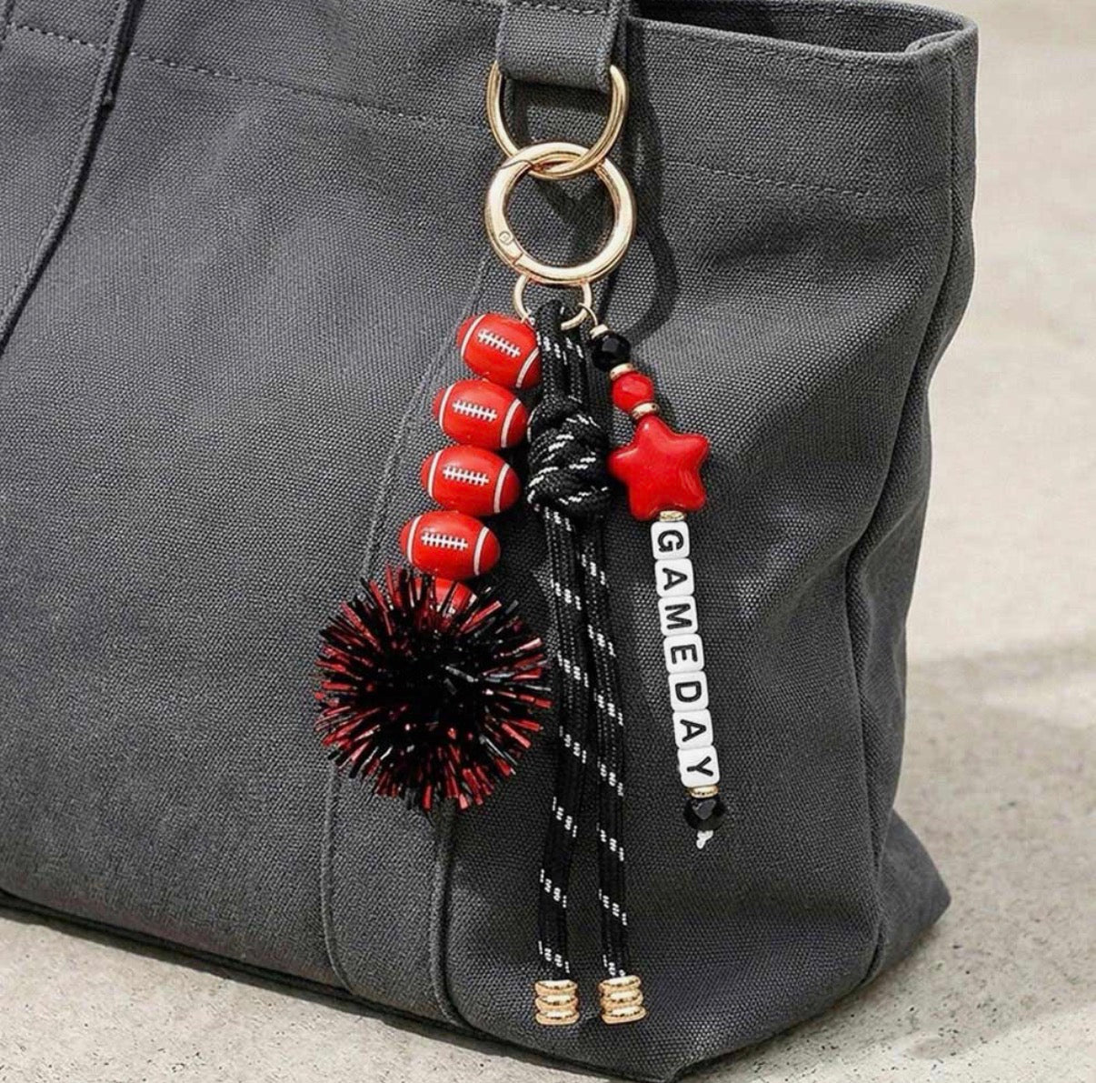 Game Day Pom Knot Keychain Bag Charm