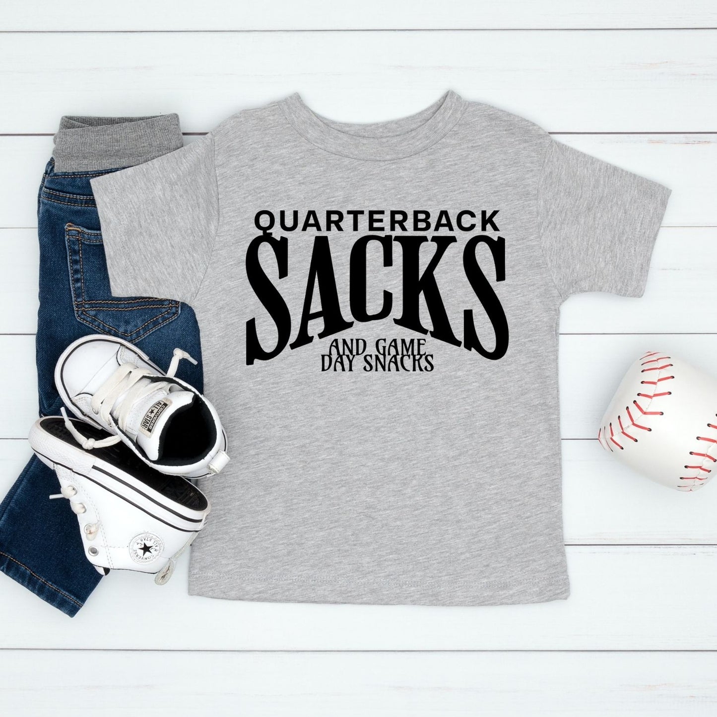 Quarterback Sacks & Game Day Snacks Kids Tee