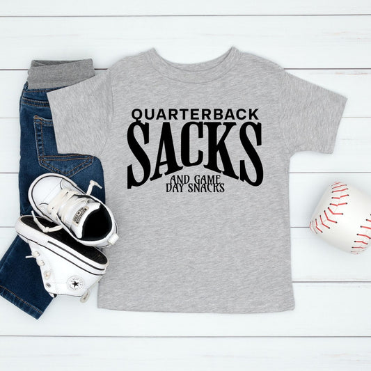 Quarterback Sacks & Game Day Snacks Kids Tee: 18 month