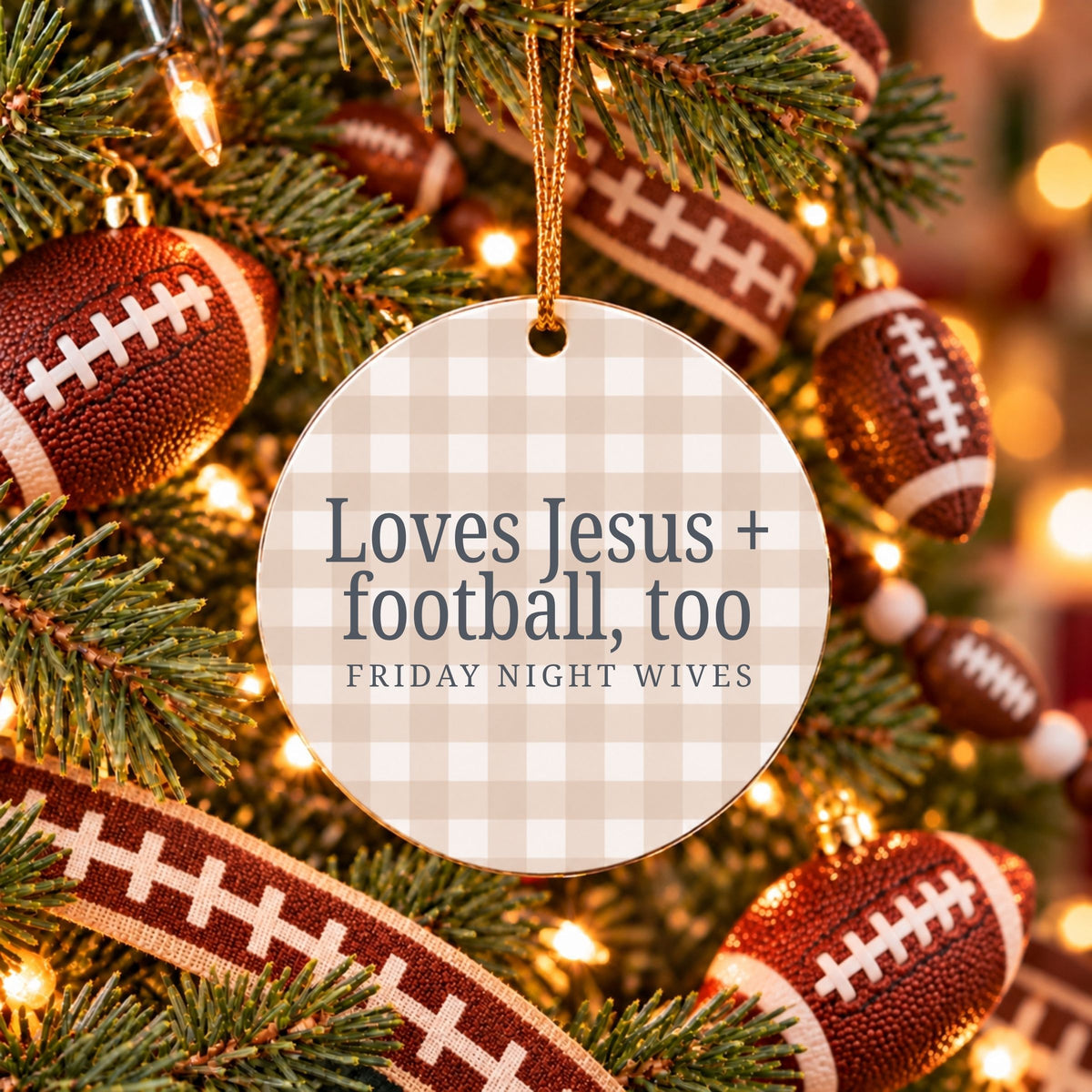 Loves Jesus & Football Too Ornament