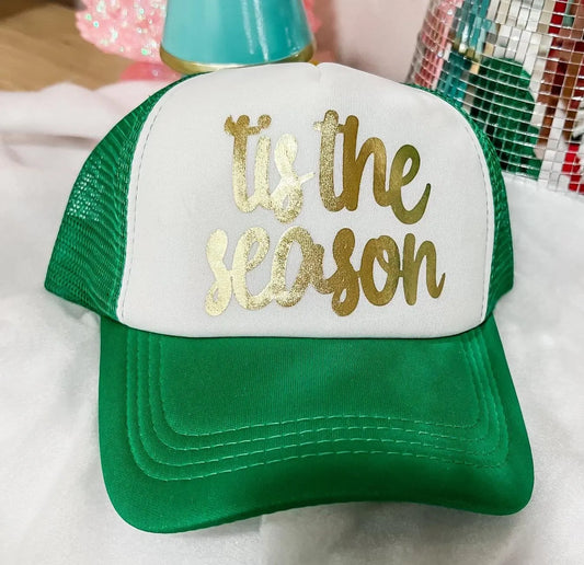 Metallic Gold Custom Phrase Christmas Trucker Hat