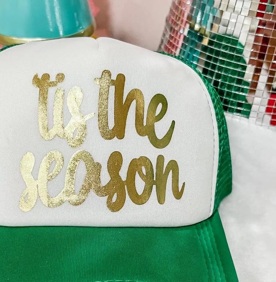 Metallic Gold Custom Phrase Christmas Trucker Hat