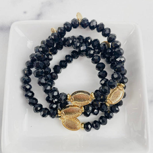 Crystal Beaded Bracelet with Gold Football (PREORDER)